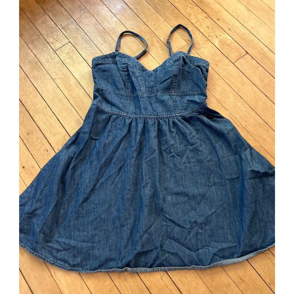 Western Sweetheart Denim Fit And Flare Cotton Dress Express Small Mini
